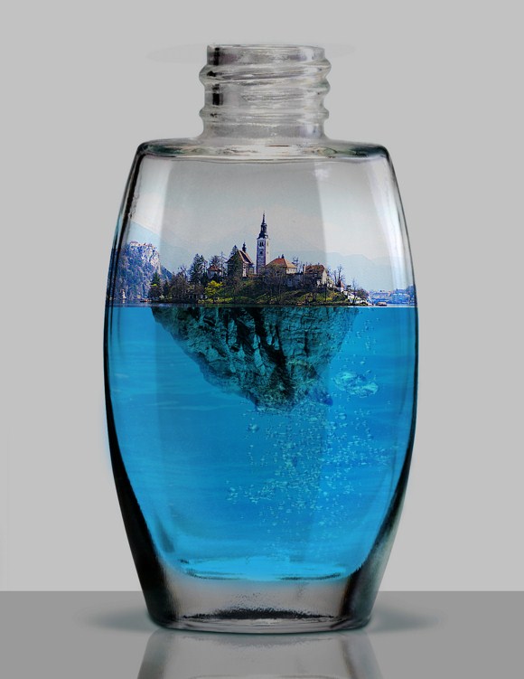 Island in a Bottle Photo Manipulation