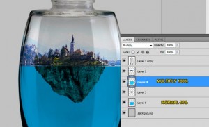 Island in a Bottle Photo Manipulation